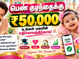 தமிழ்நாடு அரசு பெண் குழந்தை திட்டம் – ₹50,000 வரை உதவி! எப்படி அப்ளை செய்வது? முழு விவரம்