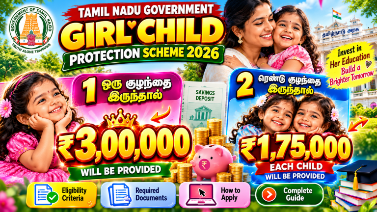 Tamil Nadu Girl Child Protection Scheme 2026: Eligibility, Deposit Benefits and How to Apply